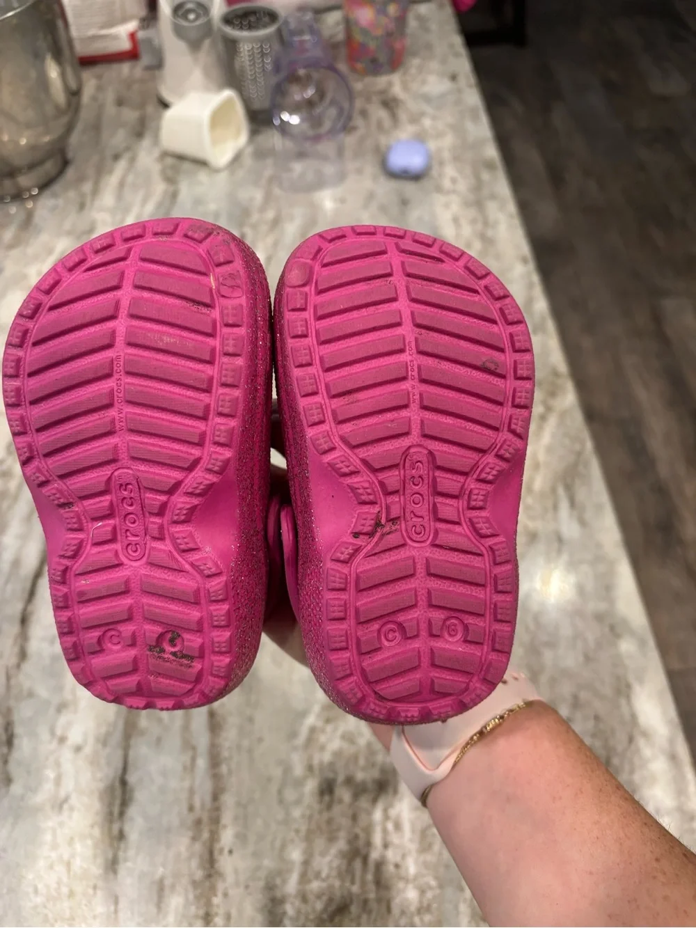 Toddler little kid Sparkle Slip-On Crocs- Pink size 6